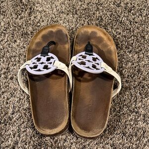 Tory Burch White and Brown Sandals